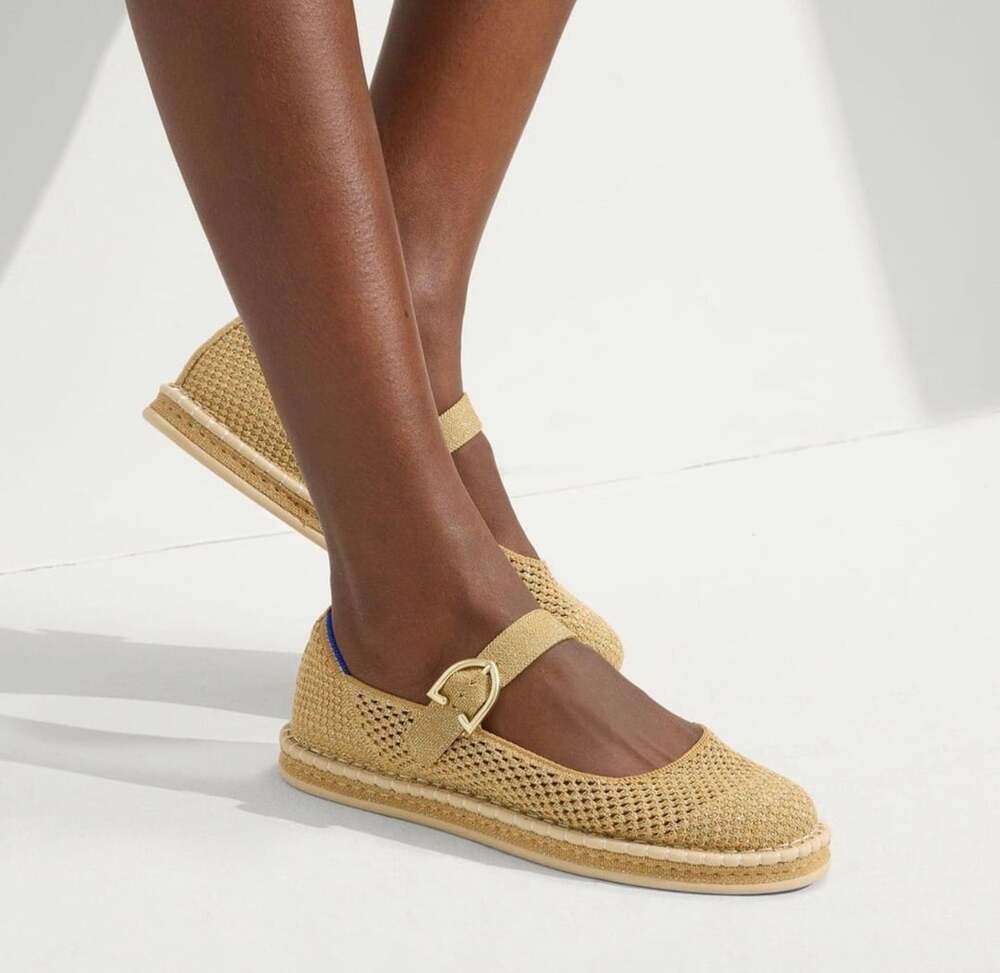 Rothy’s The Espadrille Mary Jane – Metallic Golden Sun size 11.5